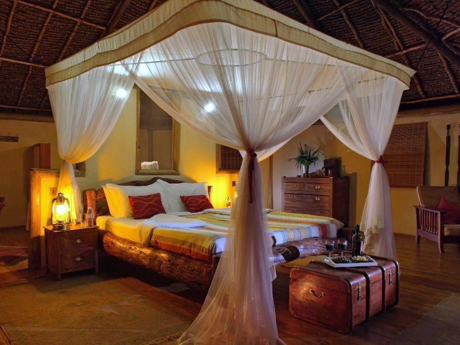 Double tent bedroom at Elewana Tortilis Camp in the Amboseli National Park in Kenya