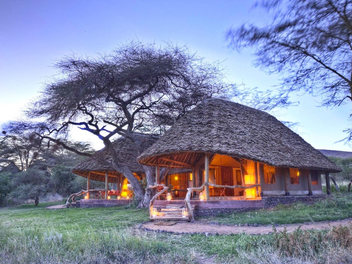 Exterior view of a family tent at Elewana Tortilis Camp in the Amboseli National Park in Kenya