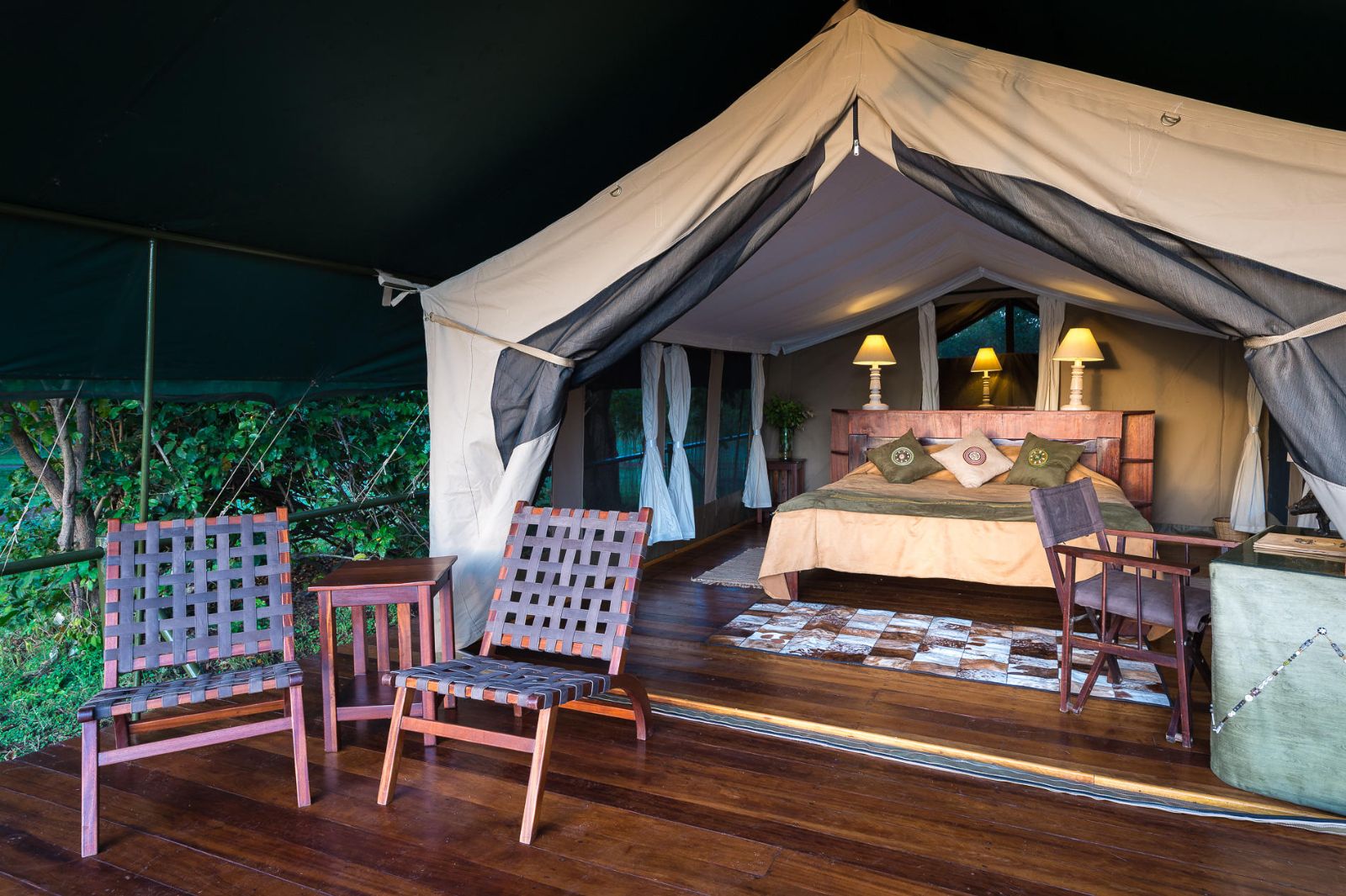 Tented room and veranda at Little Governors Camp, Kenya
