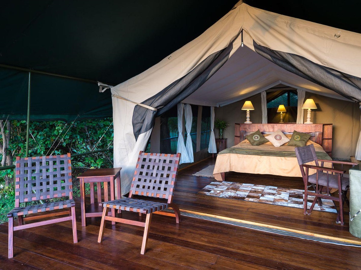 Tented room and veranda at Little Governors Camp, Kenya