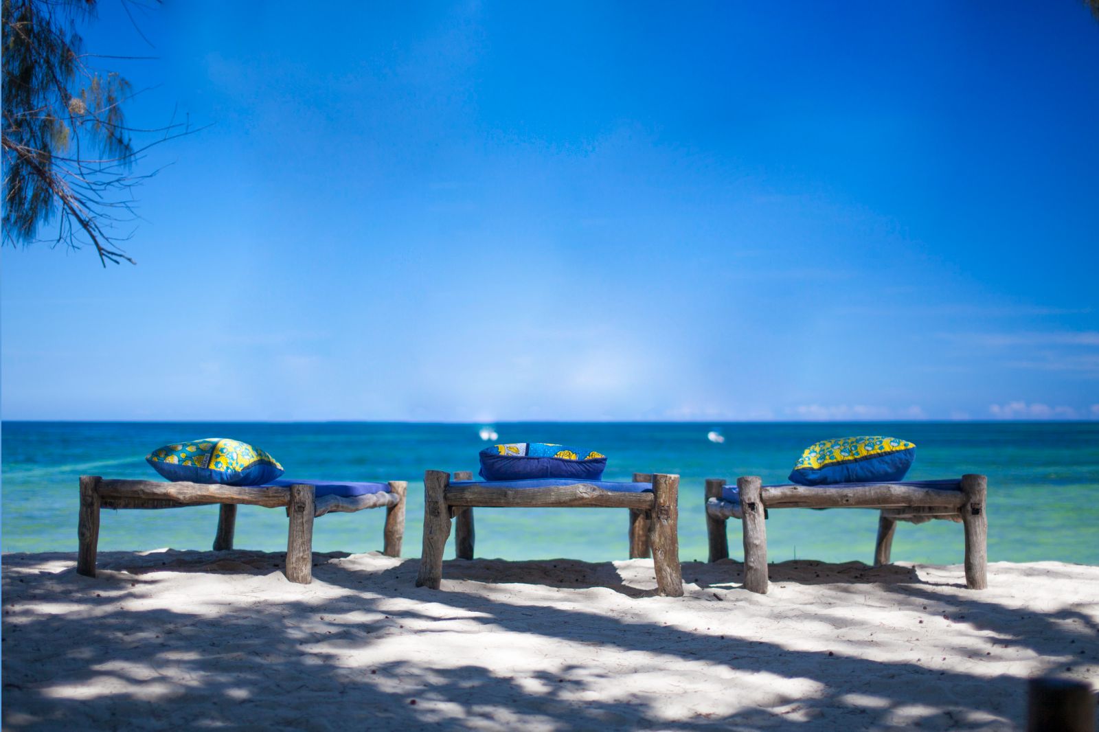 Sun loungers on the beach at Kinondo Kwetu, Kenya