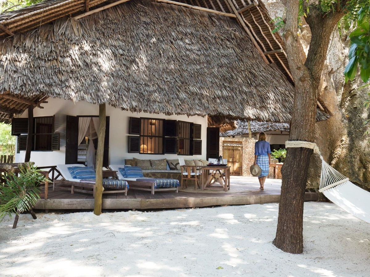 Veranda of a bungalow at Kinondo Kwetu, Kenya