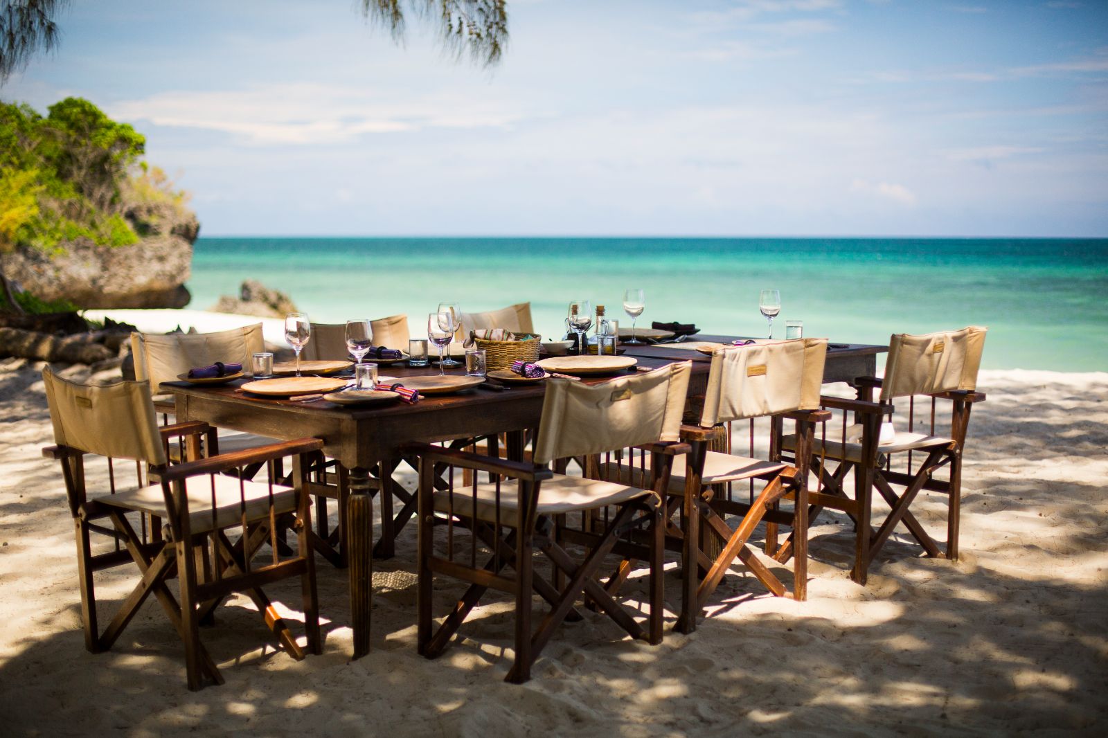 Outdoor dining on the beach at Kinondo Kwetu, Kenya