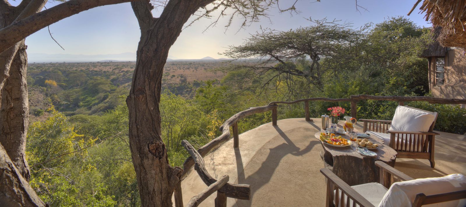 Breakfast on the verandah at Lewa Wilderness Camp in Kenya 