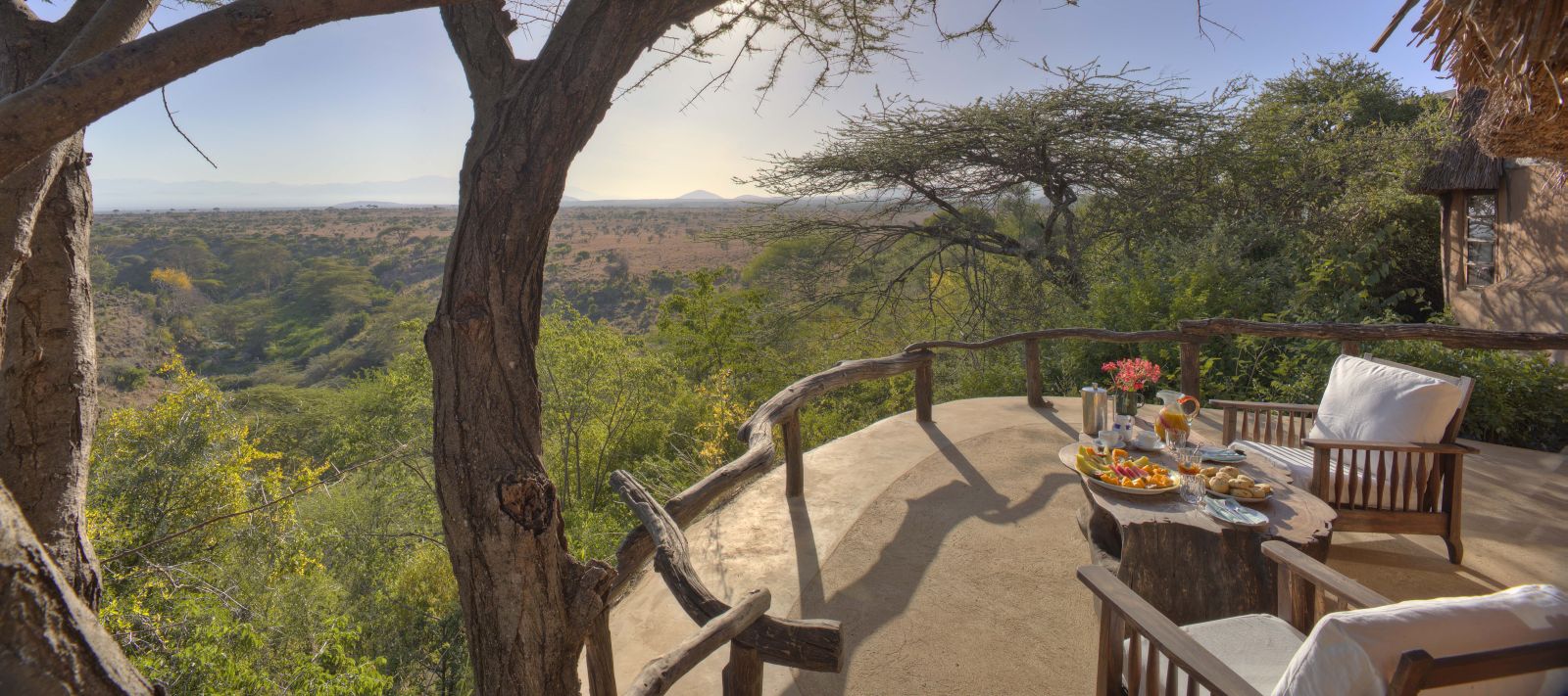 Breakfast on the verandah at Lewa Wilderness Camp in Kenya 