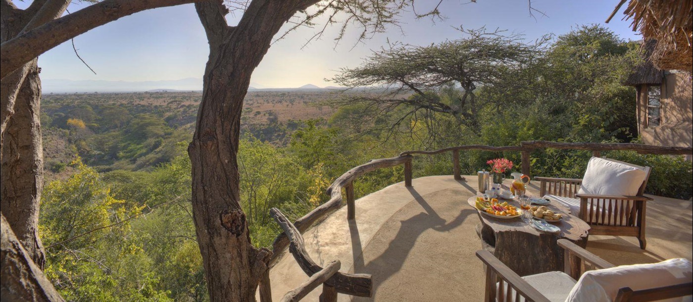 Breakfast on the verandah at Lewa Wilderness Camp in Kenya 