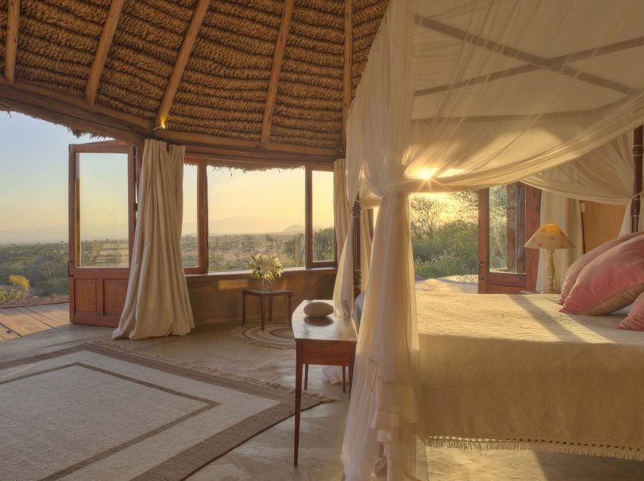 Interior of bedroom at Lewa Wilderness Camp in Kenya
