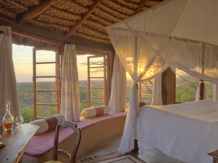 Bedroom interior at Lewa Wilderness Camp in Kenya