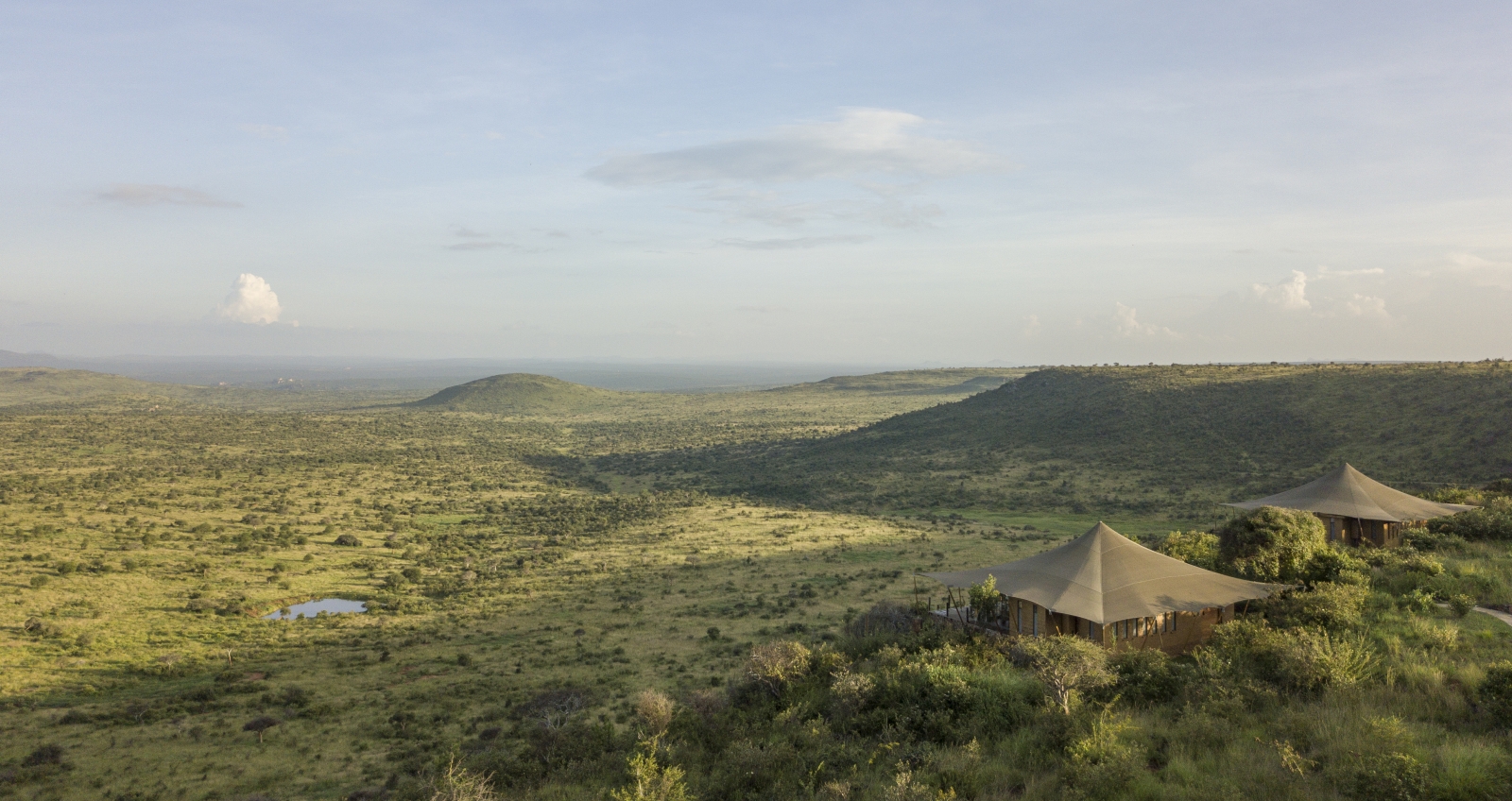 aerial View of Lodo Springs and view over the surrounding African bush