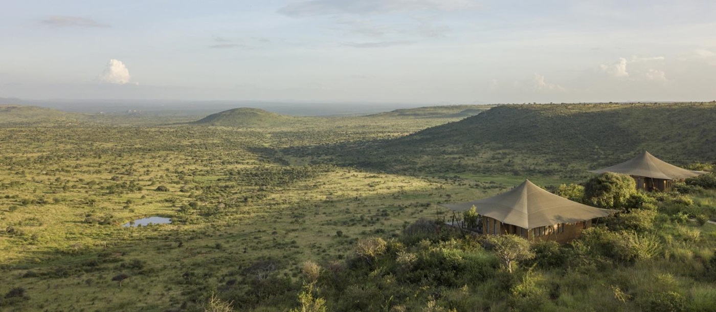 aerial View of Lodo Springs and view over the surrounding African bush