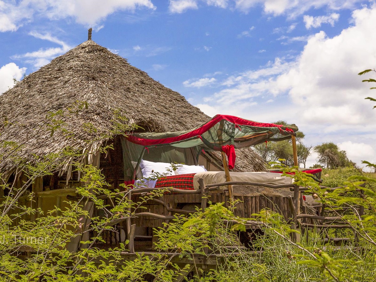 Exterior view of a star bed platform at Loisaba Star Beds in Kenya