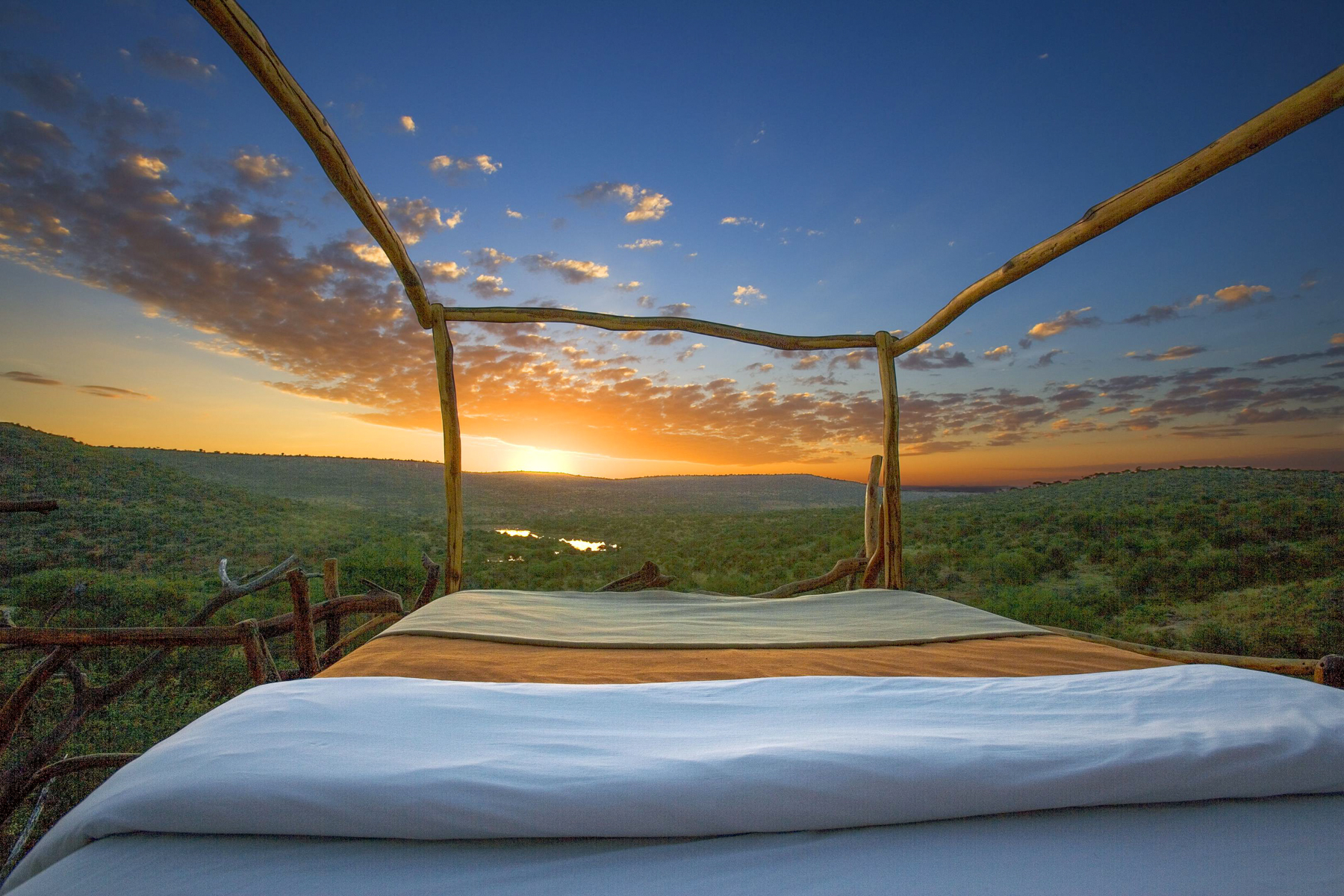 Sunset view at Loisaba Star Beds in Kenya
