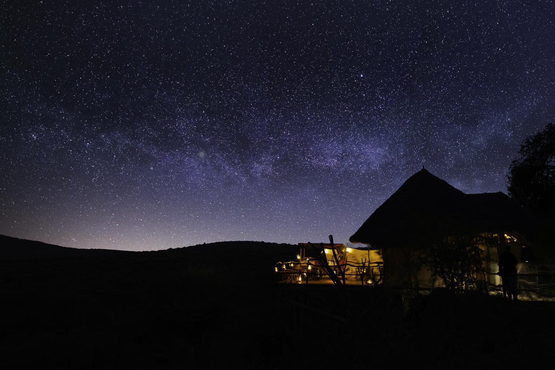 Starry night sky over Loisaba Star Beds in Kenya