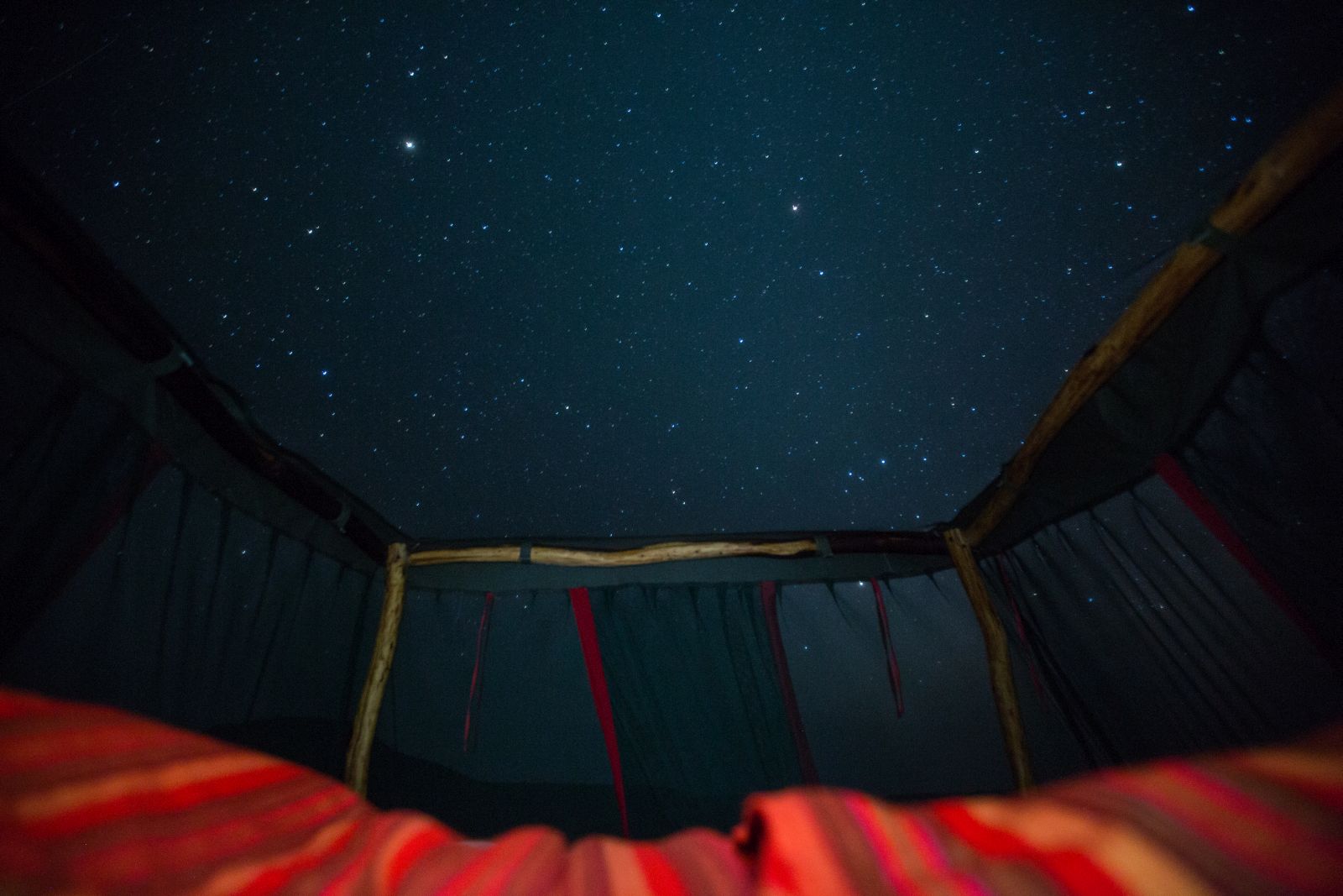 Star gazing from a bed at Loisaba Star Beds in Kenya 