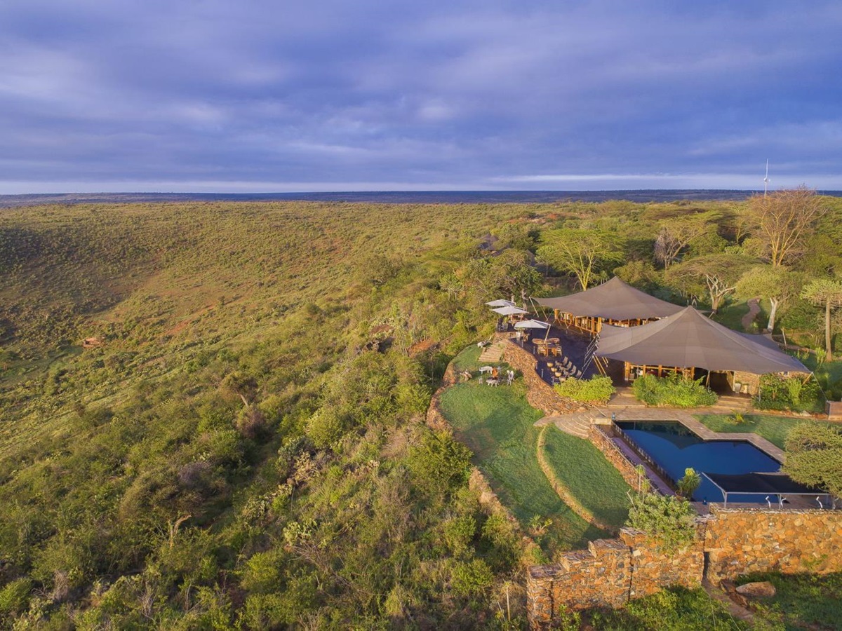 Aerial view of Loisaba Tented Camp in Kenya