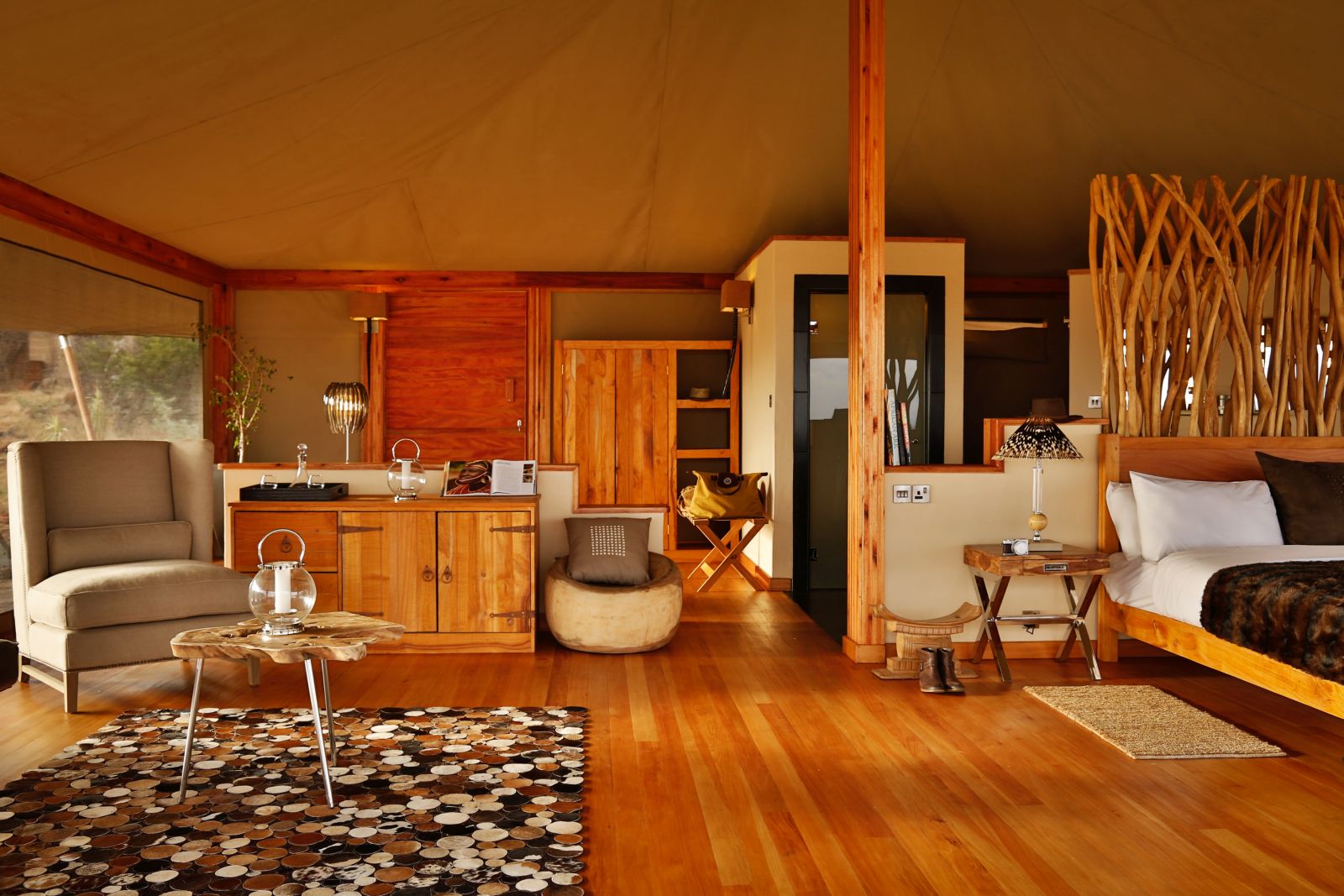 Tent interior at Loisaba Tented Camp in Kenya