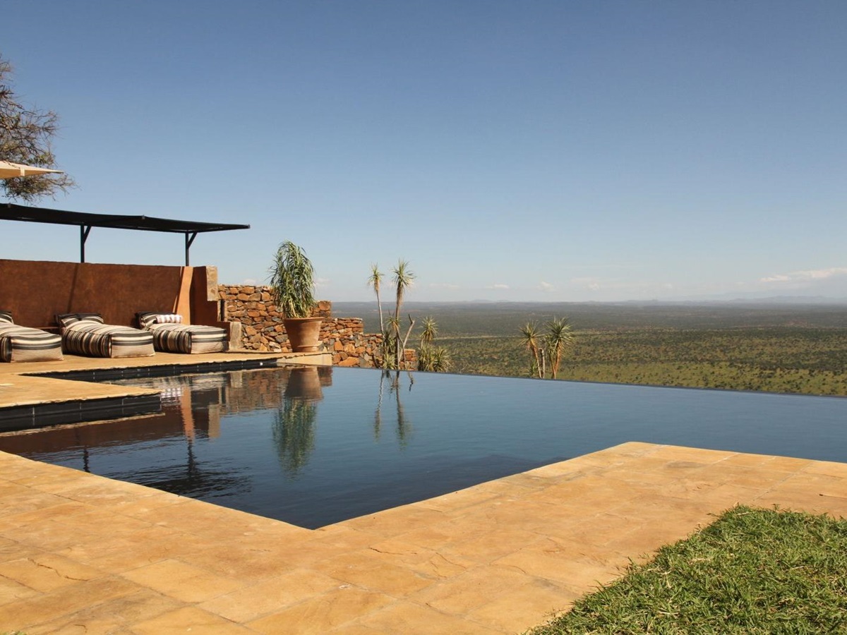 Pool view at Loisaba Tented Camp in Kenya
