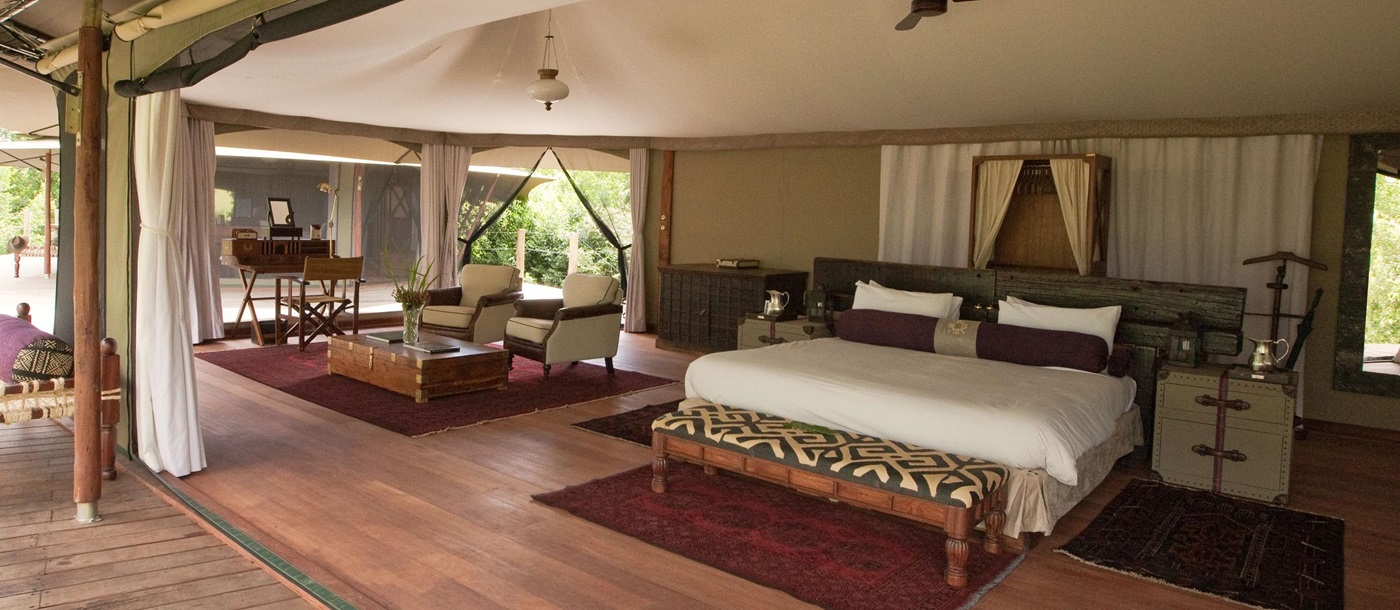 Double bedroom at Mara Plains Camp, Kenya