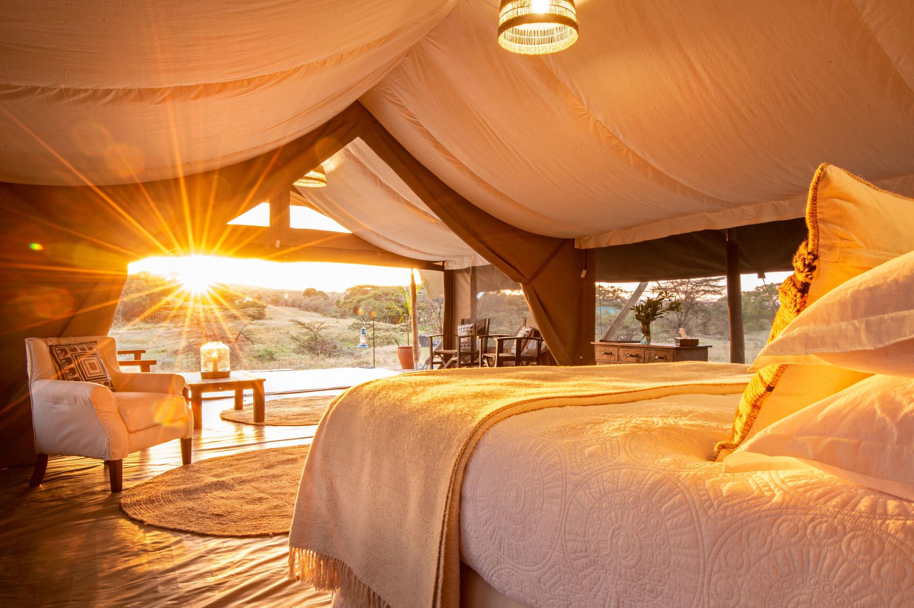 Guest tent bed at at Offbeat Ndoto in Kenya