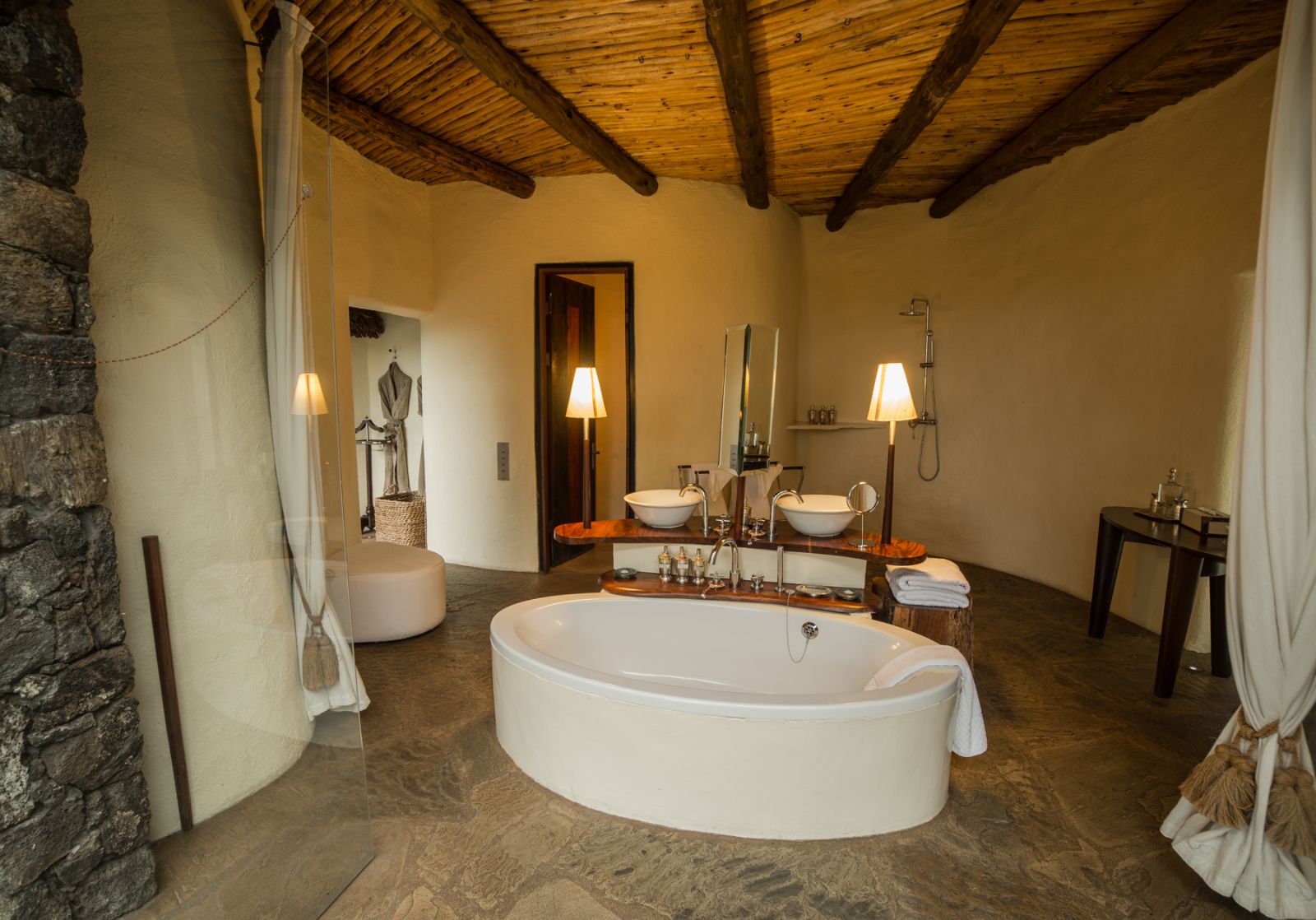 Bathroom of a Luxury Suite at luxury lodge Ol Donyo in Kenya