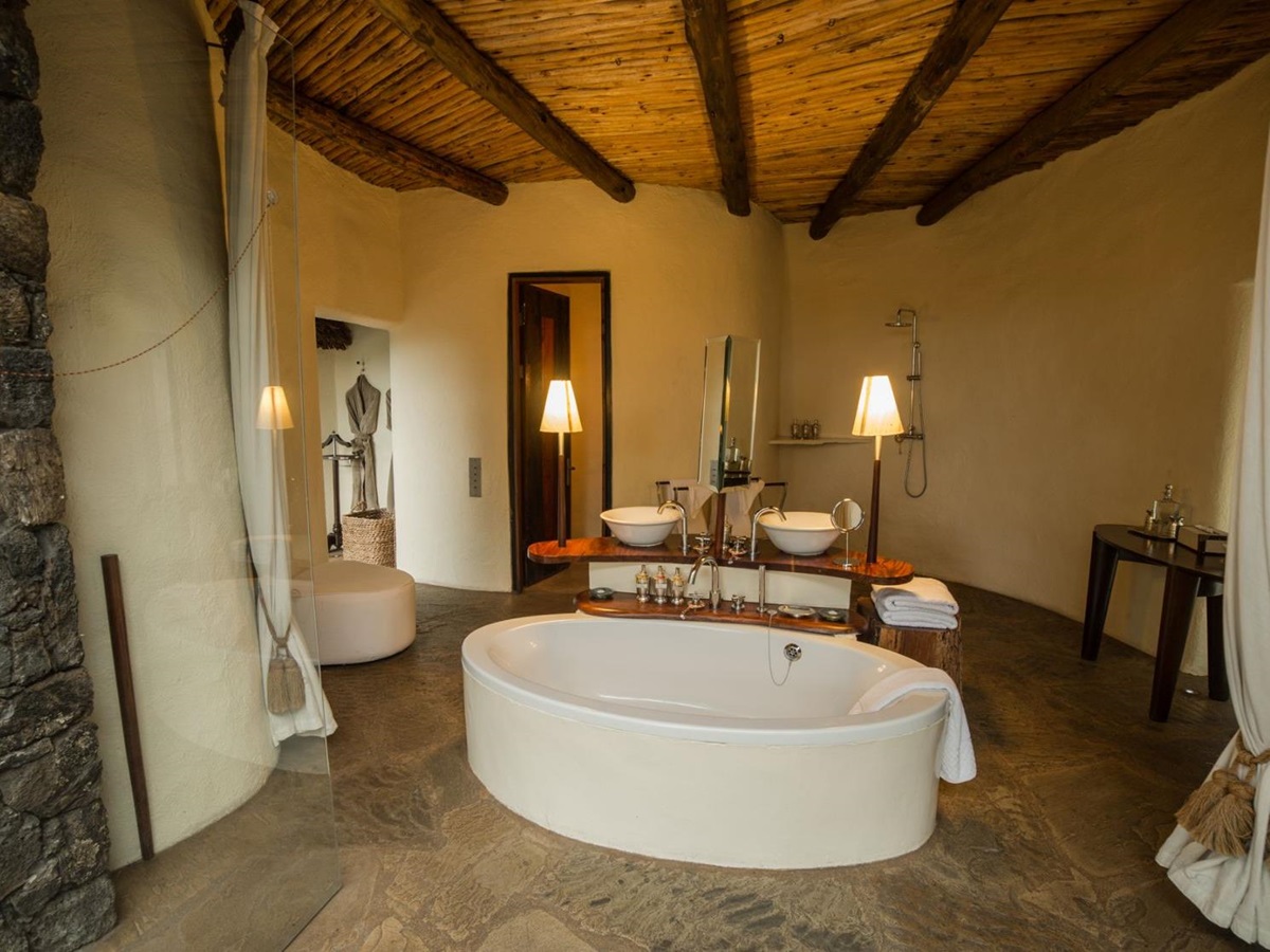 Bathroom of a Luxury Suite at luxury lodge Ol Donyo in Kenya