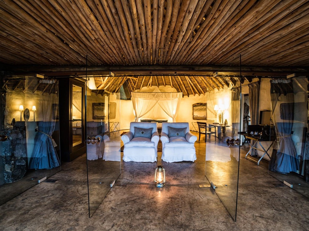 View into a Luxury Suite at luxury lodge Ol Donyo in Kenya