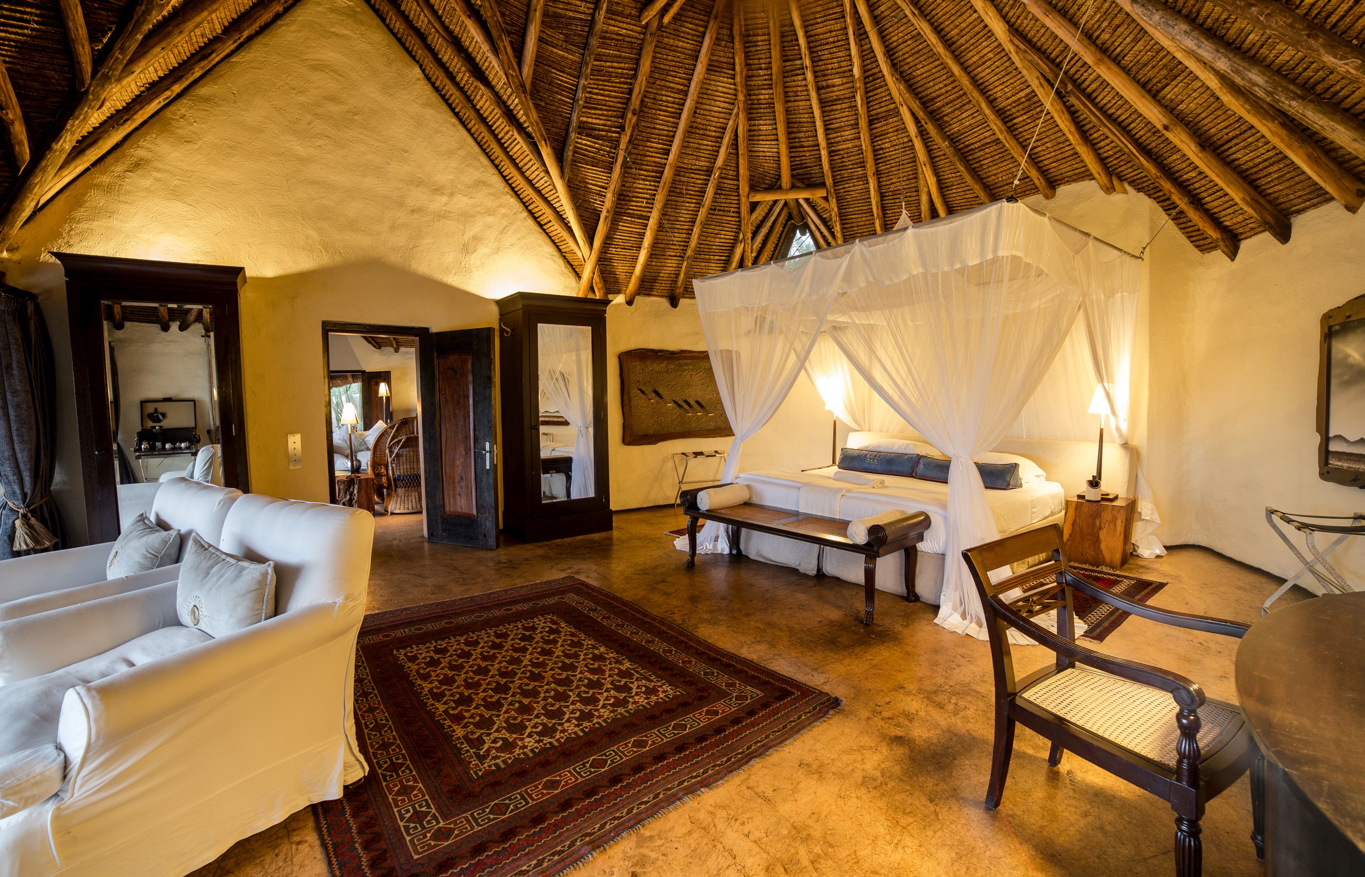 interior of double bedroom in Ol Donyo Lodge, Kenya