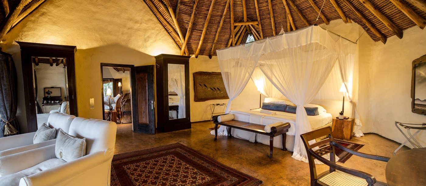 interior of double bedroom in Ol Donyo Lodge, Kenya