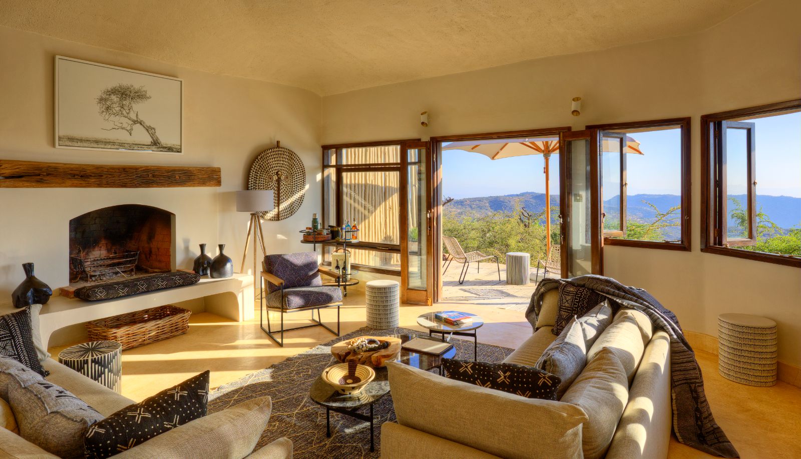 Living room of Boscia cottage at Ol Lentille in Kenya