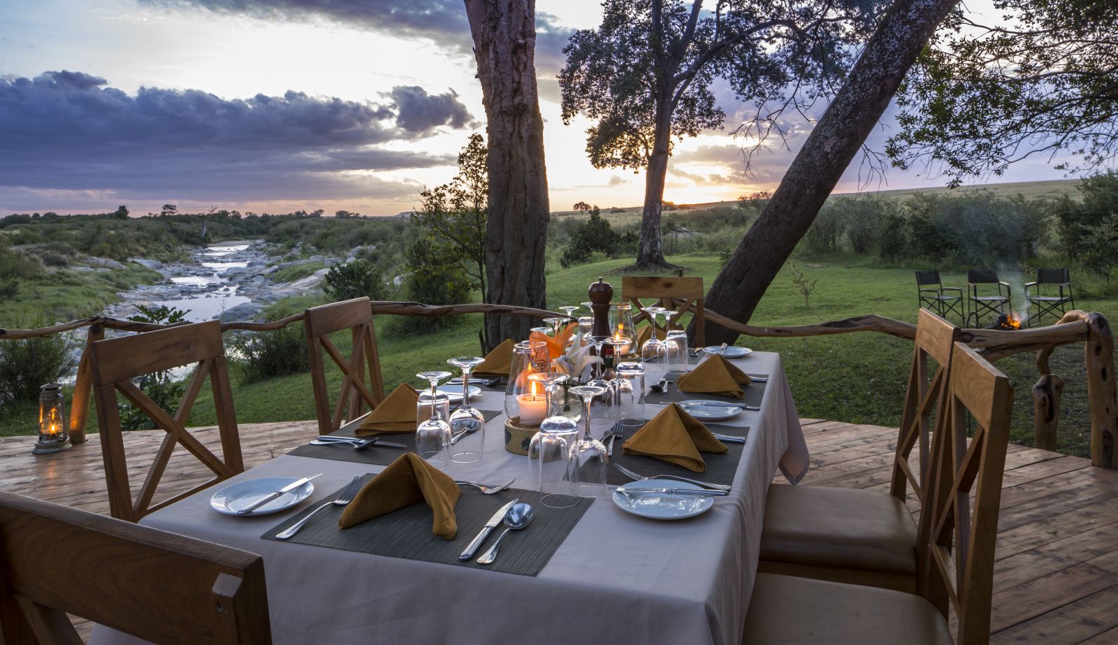 Dinner on deck at Rekero Camp in Kenya 