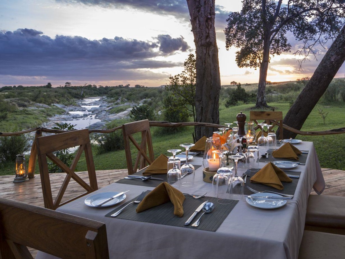 Dinner on deck at Rekero Camp in Kenya
