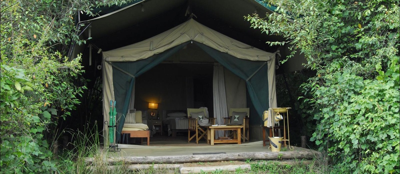 Exterior of a tent at Rekero Camp in Kenya 
