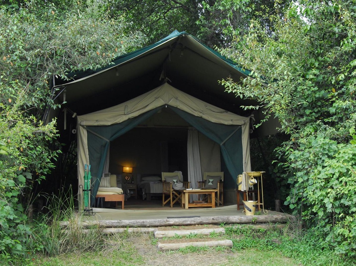 Exterior of a tent at Rekero Camp in Kenya