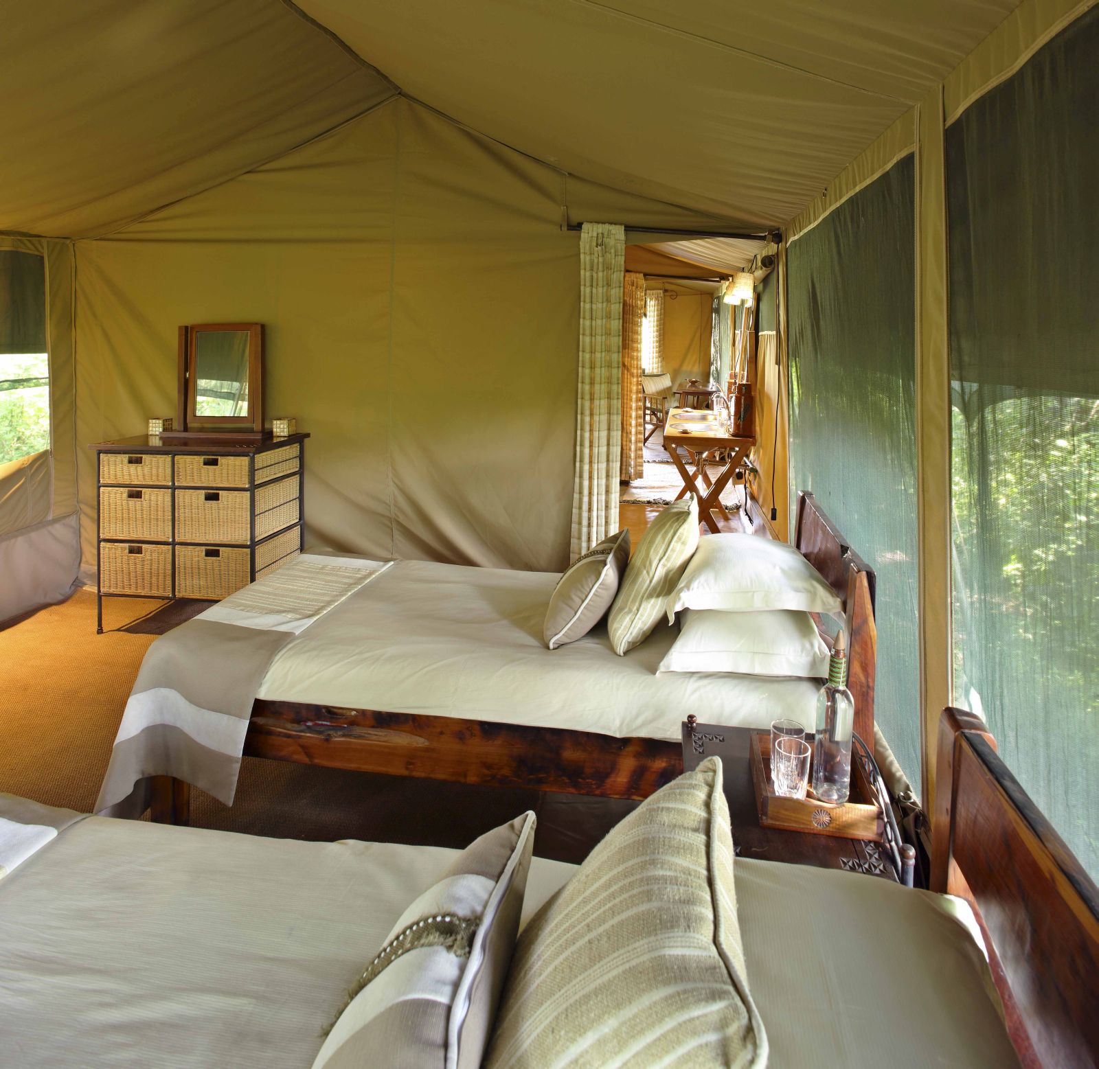Kids bedroom in the family tent at Rekero Camp in Kenya  