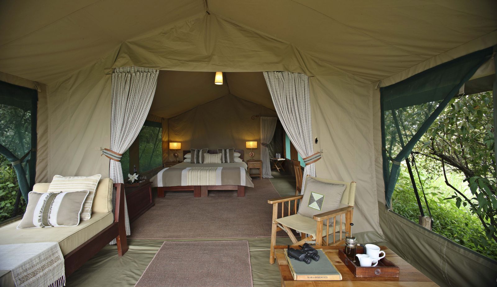 Tent interior at Rekero Camp in Kenya 