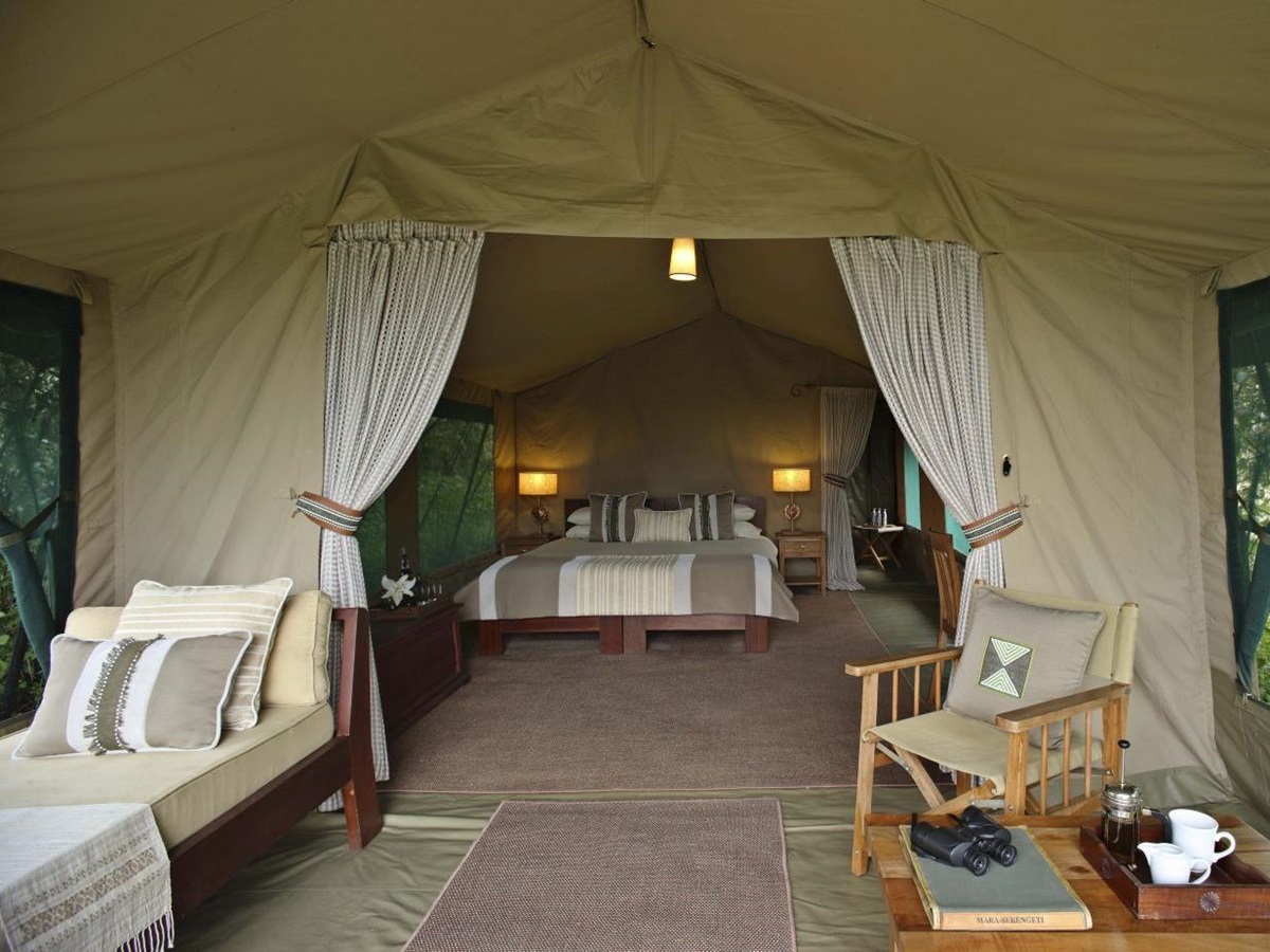 Tent interior at Rekero Camp in Kenya