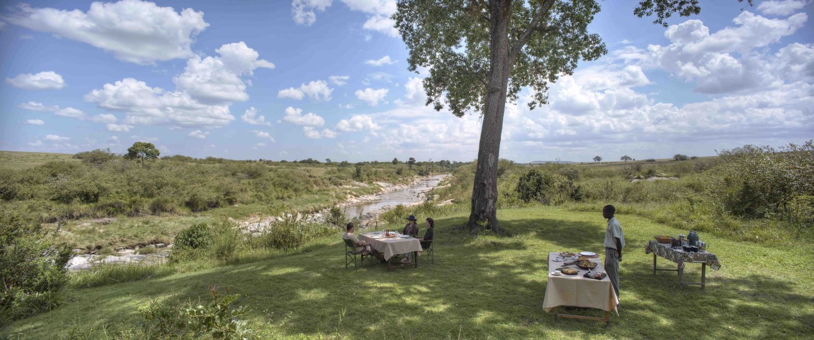 Lunch under the trees at Rekero Camp in Kenya 