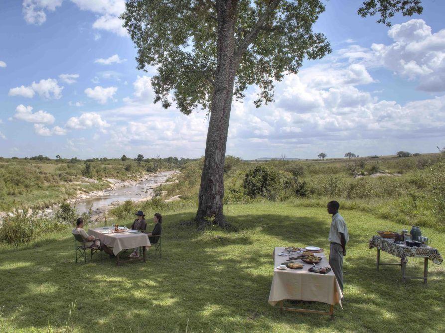 Lunch under the trees at Rekero Camp in Kenya