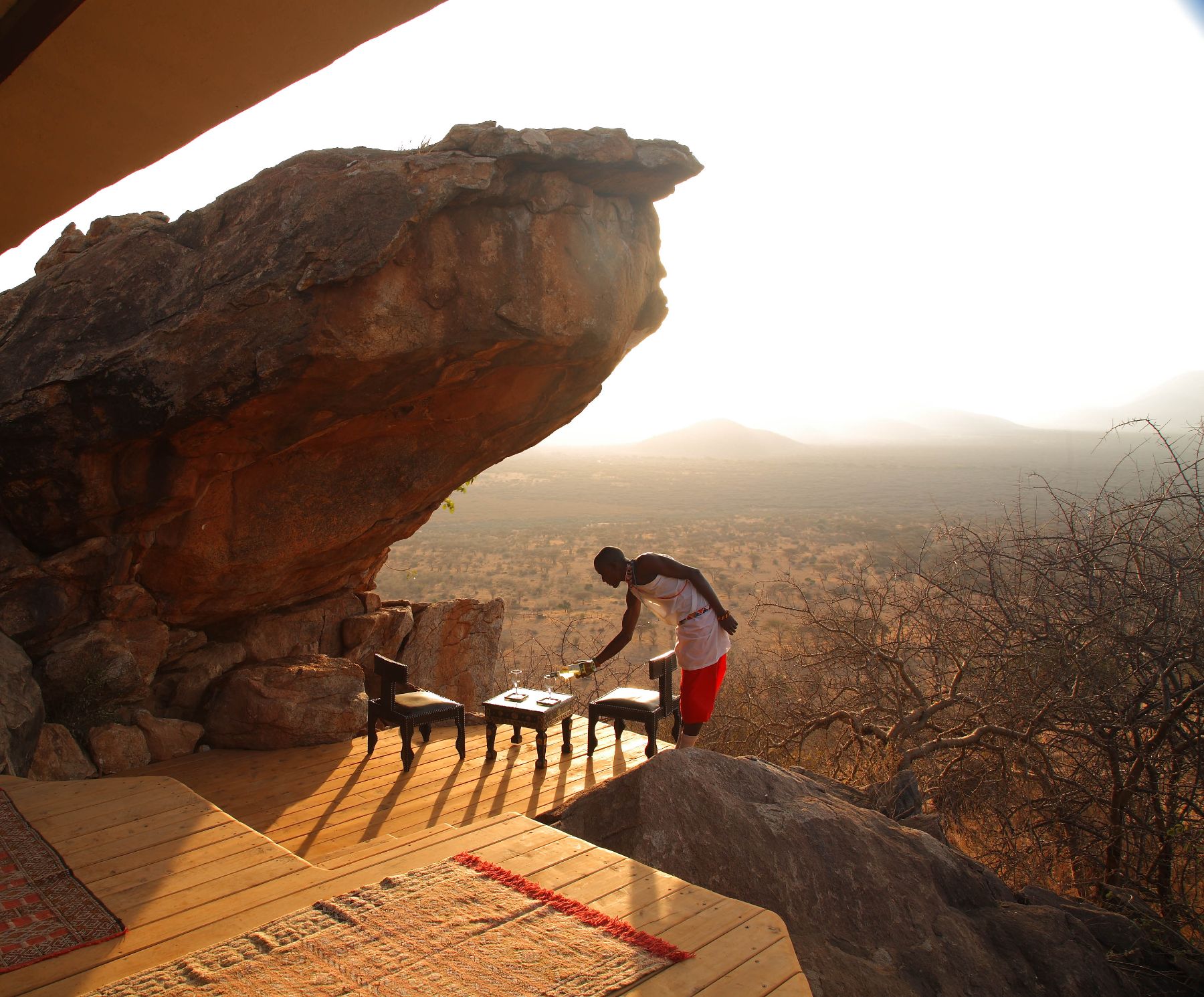 Romantic dinner setup at Saruni Samburu in Kenya