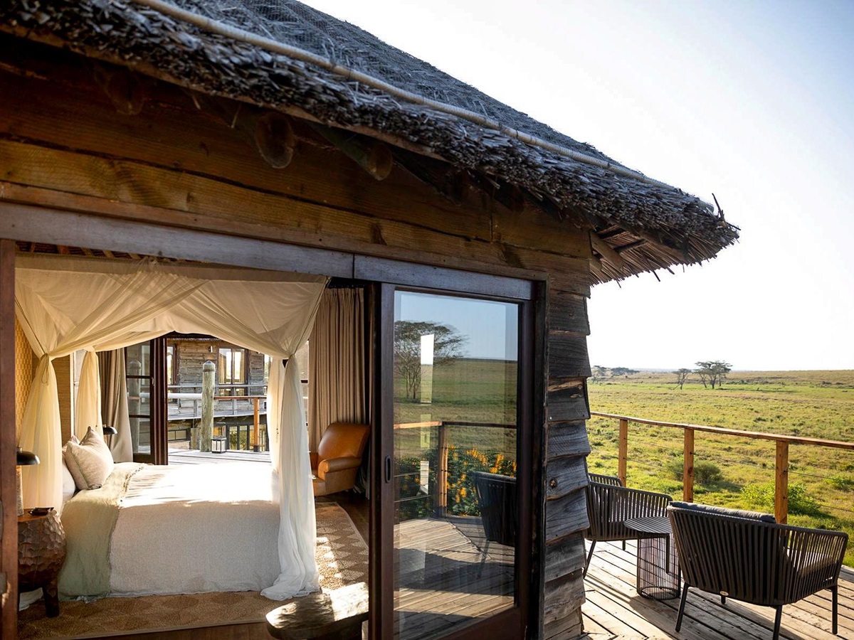 Views from a guest bedroom at Segera Camp in Kenya