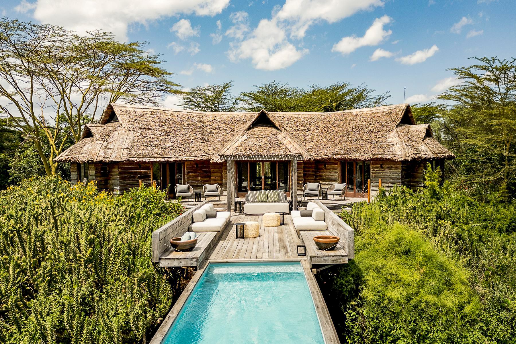 Exterior view of a villa at Segera Camp in Kenya