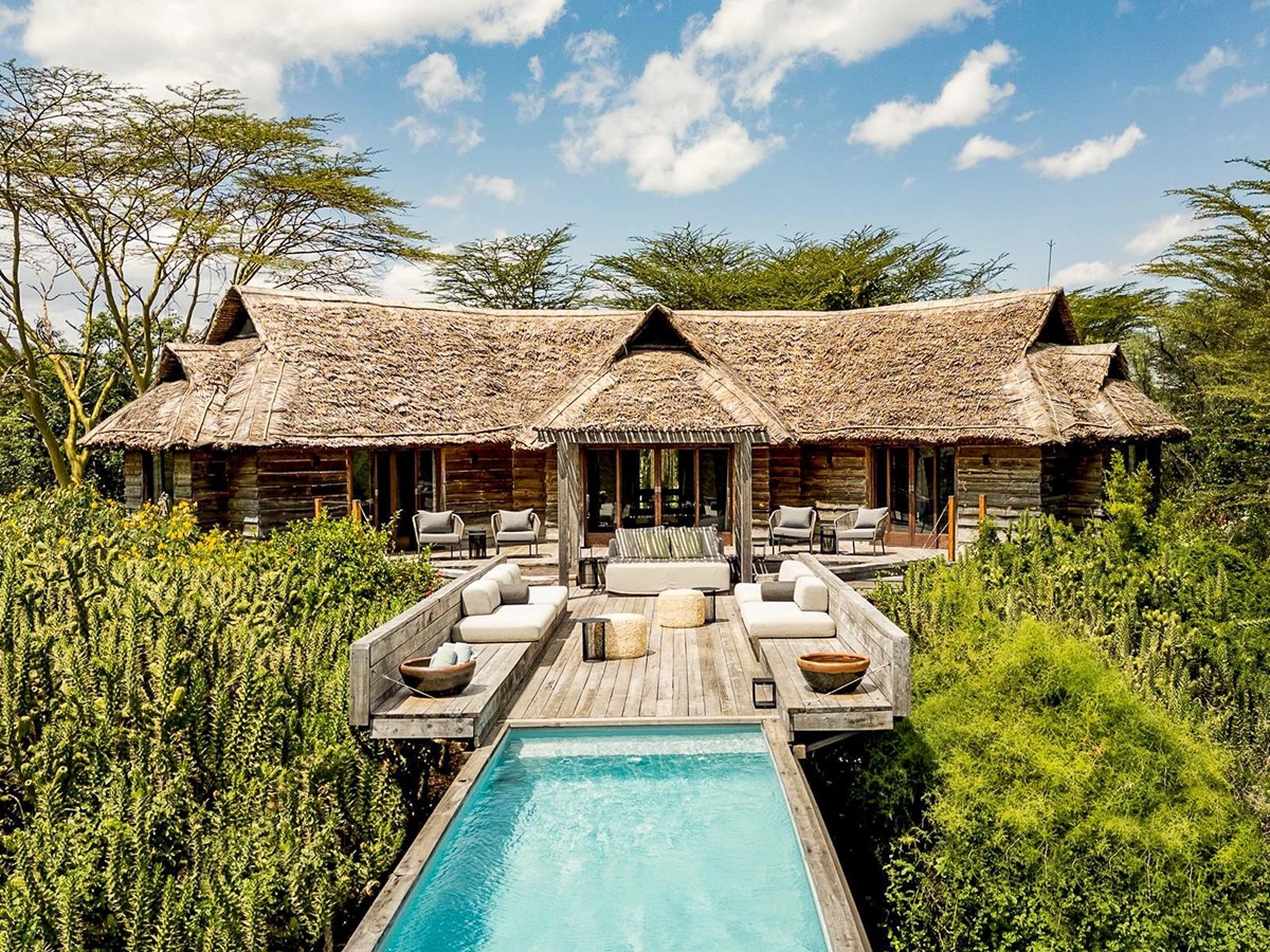Exterior view of a villa at Segera Camp in Kenya