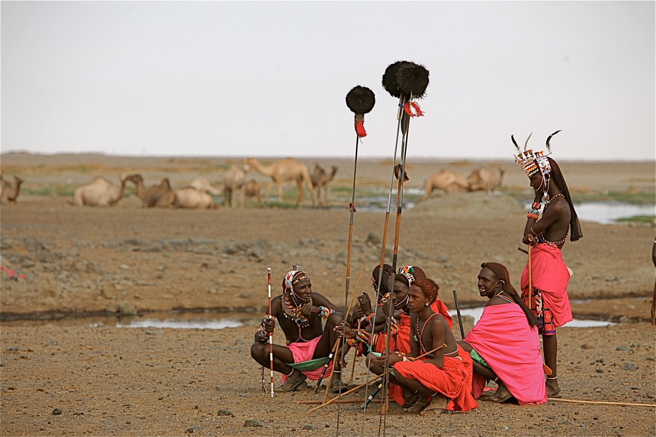 Rendille men near Sirikoi House, Kenya