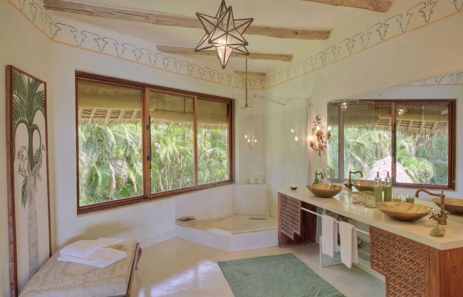 Guest bathroom at Alfajiri Garden Villa private house on Diani Beach in Kenya