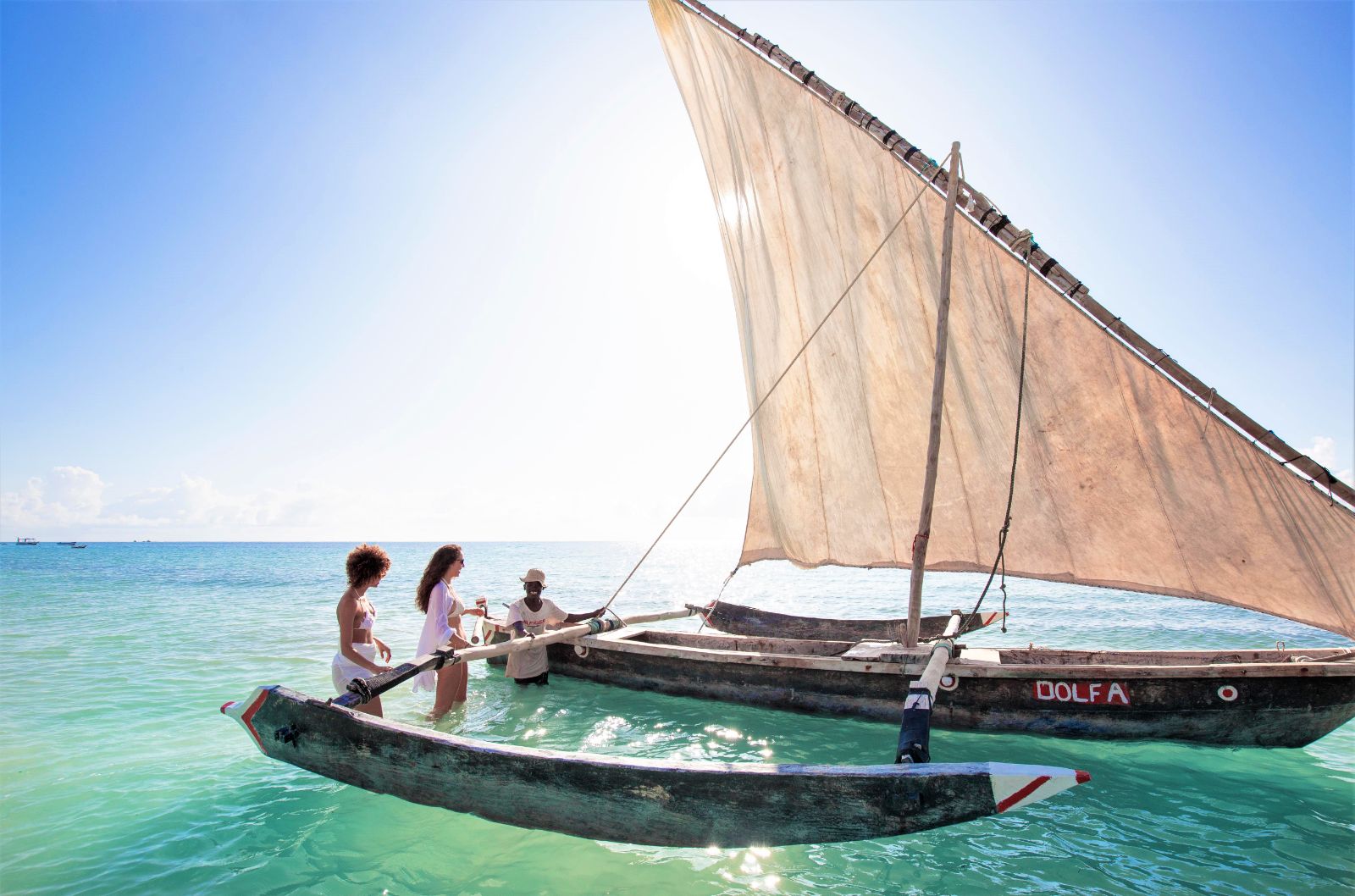 Sailing at Diani Beach from Alfajiri Garden Villa in Kenya
