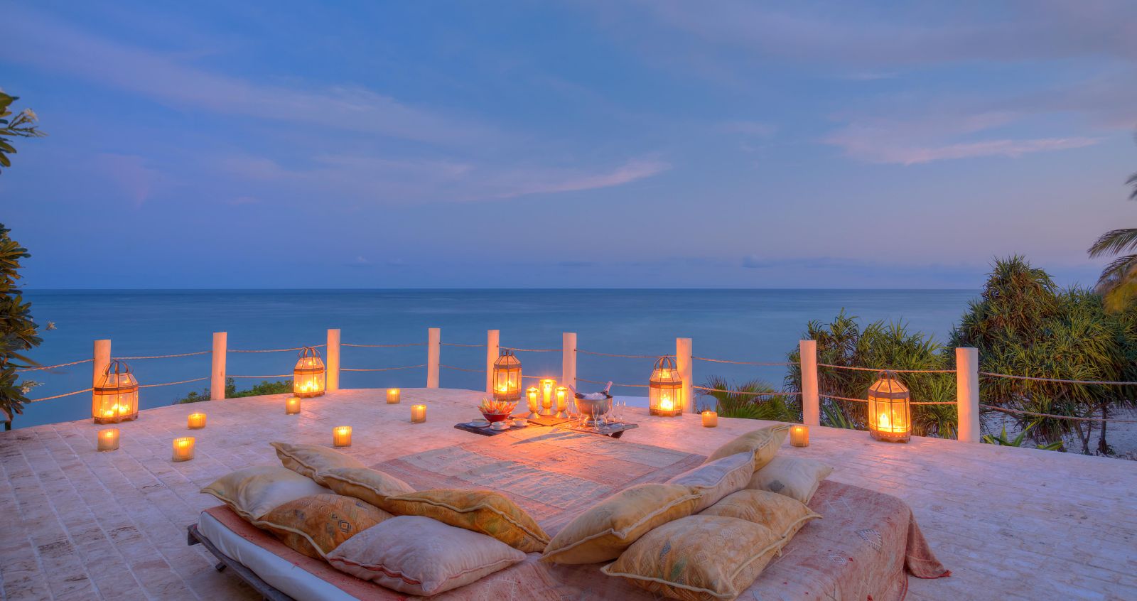 Sundown seating area at Alfajiri Garden Villa on Diani Beach in Kenya