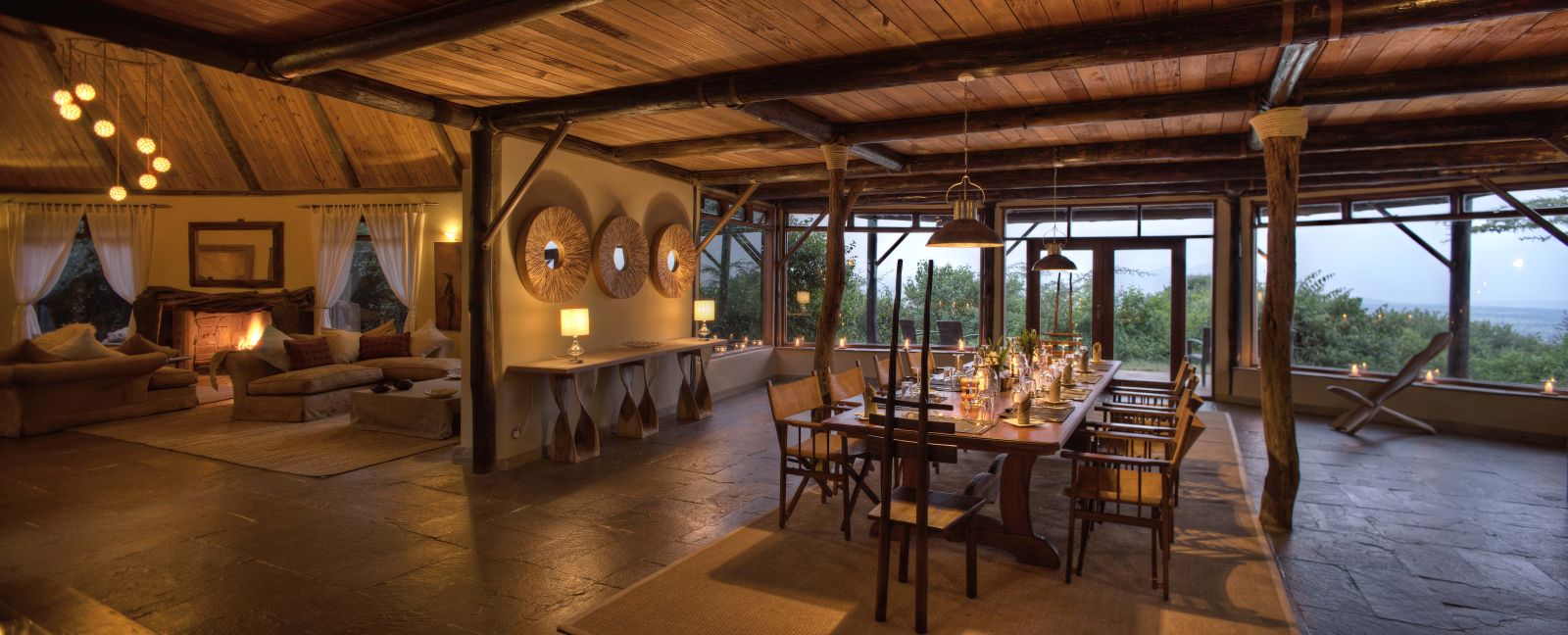 Dining area of Cottar's Bush Villa in the Maasai Mara Kenya