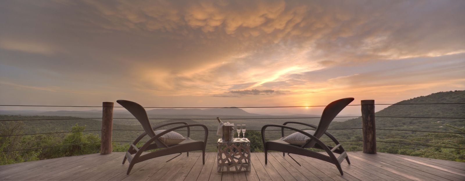 Private terrace and views from Cottar's Bush Villa in the Maasai Mara Kenya