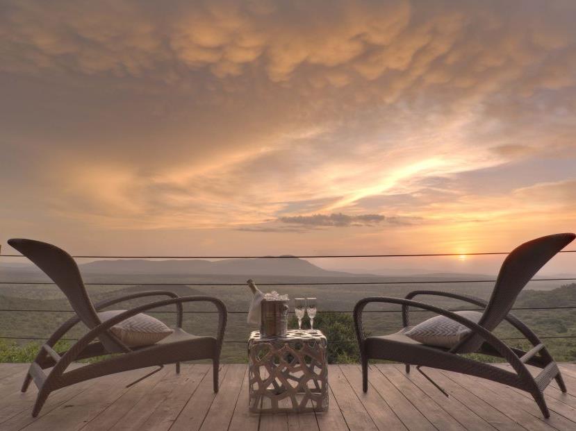 Private terrace and views from Cottar's Bush Villa in the Maasai Mara Kenya