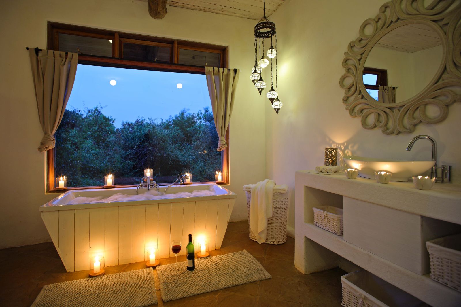 Candlelit bathtub in Cottar's Bush Villa in the Maasai Mara Kenya